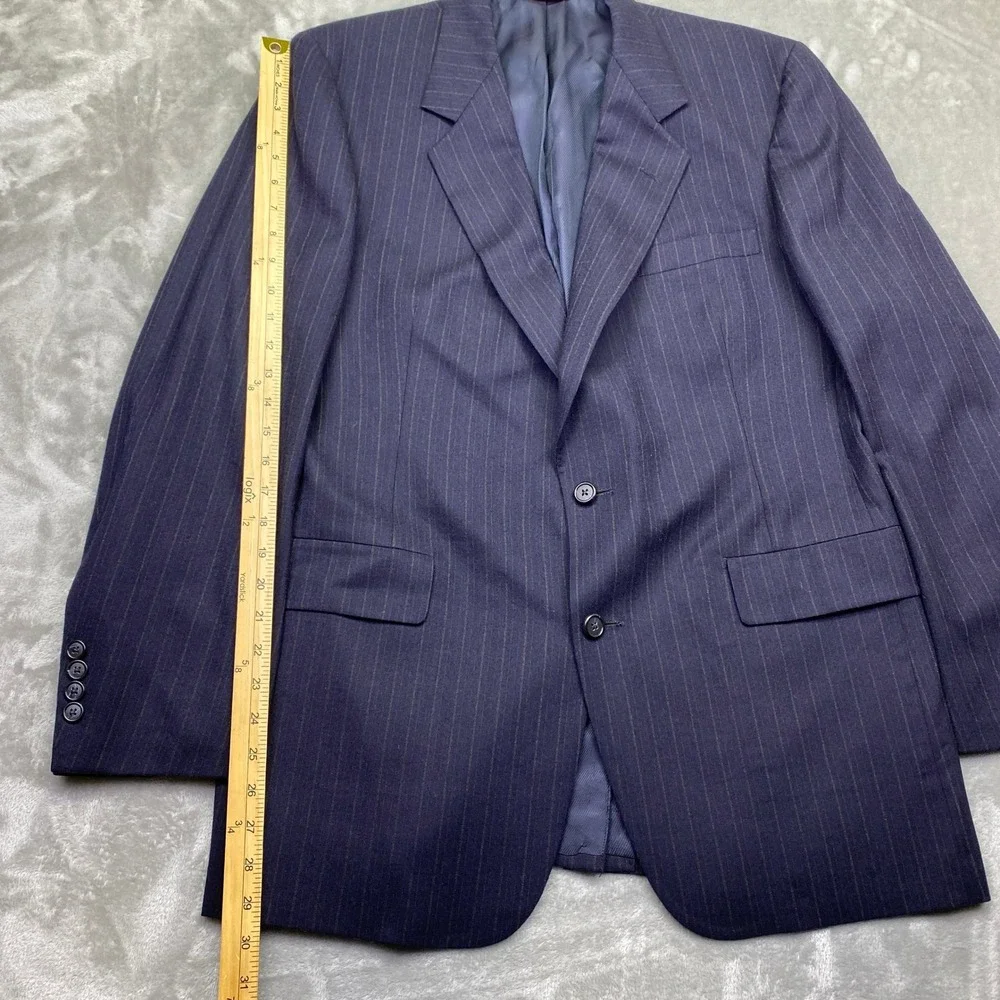 Hart Schaffner Marx‎ Silver Trumpeter Pinstripe Wool Suit Mens Two Piece 45R 36